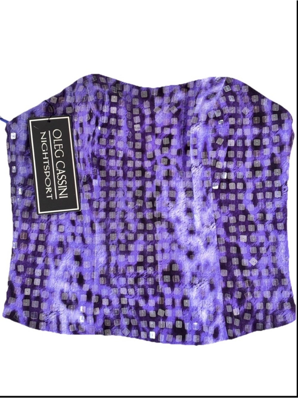 Vintage Oleg Cassini Nightspot Purple Sequined Strapless Bustier NWT Size 4